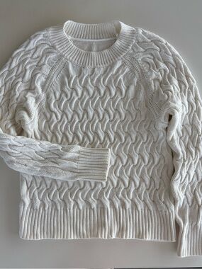 Gap Cotton Cable Knit Sweater - White - M Tall